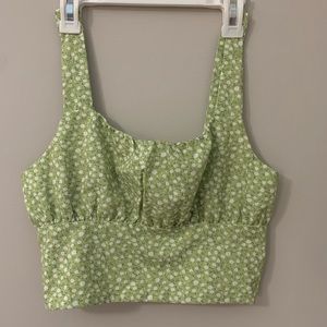 Floral Green Cropped Tank